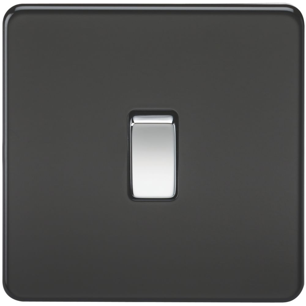 Knightsbridge 10AX 1-Gang 2-Way Light Switch Matt Black - Screwfix