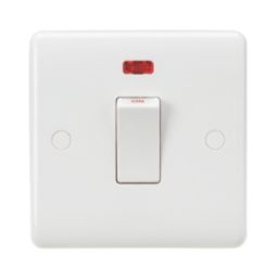 Knightsbridge Curved Edge 45A 1-Gang DP Cooker Switch White with Neon