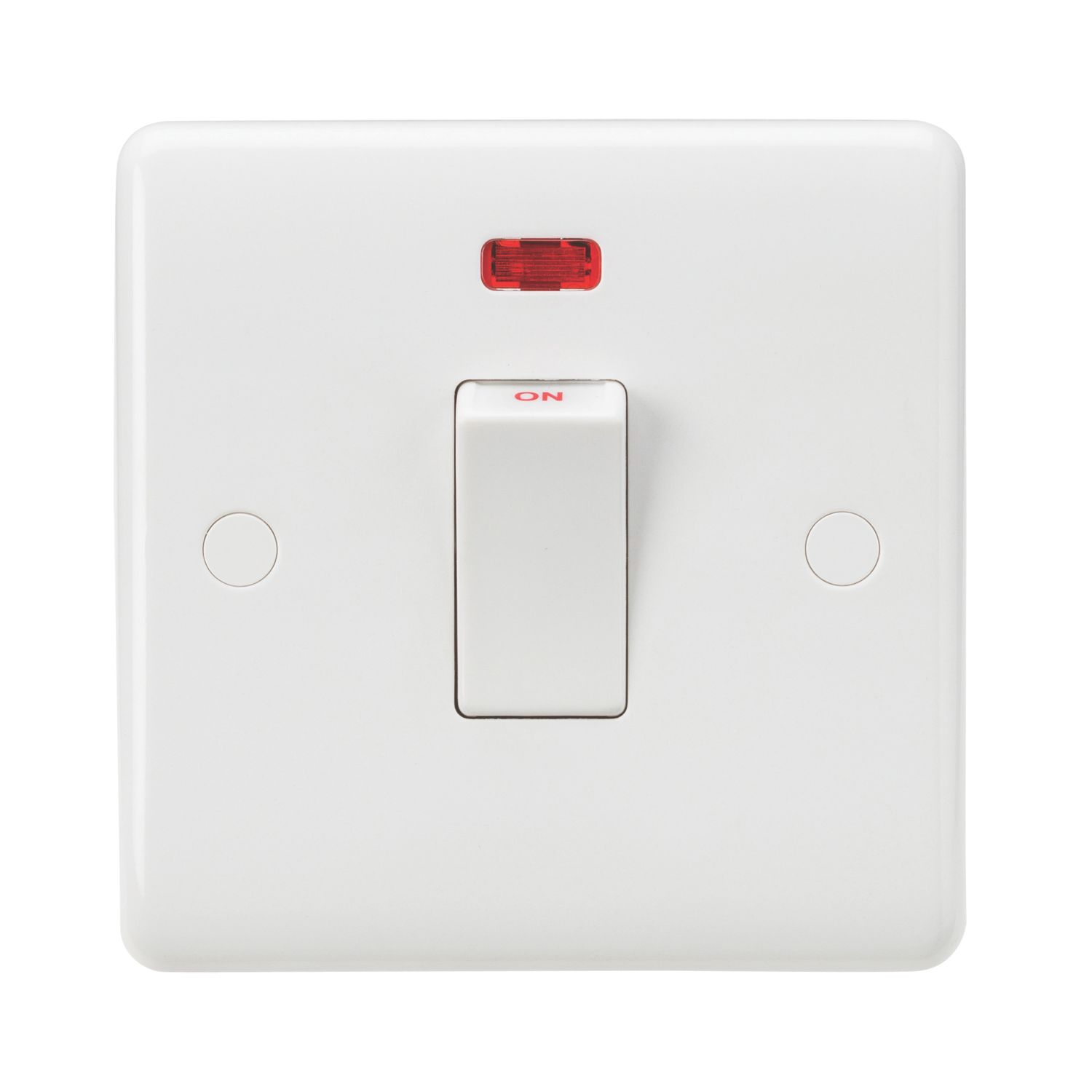 Knightsbridge Curved Edge 45A 1-Gang DP Cooker Switch White with Neon (494YA)