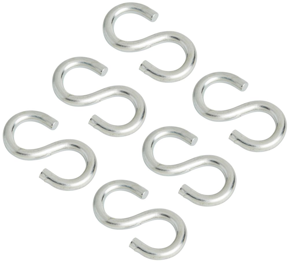 Diall S-Hooks Zinc-Plated 25 x 3mm 6 Pack