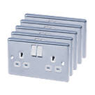 LAP  13A 2-Gang SP Switched Plug Socket Polished Chrome  with White Inserts 5 Pack