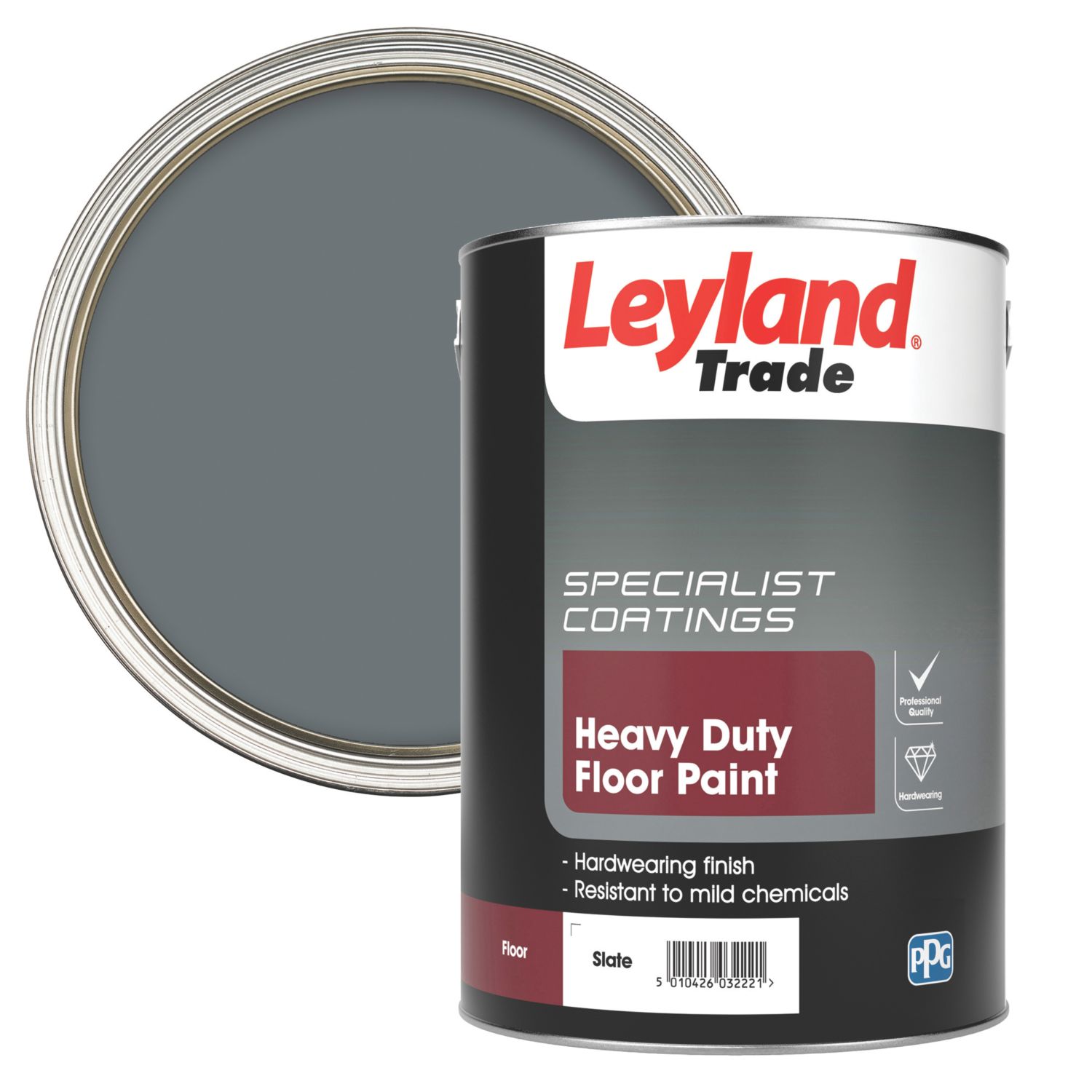 Leyland Trade 5Ltr Slate Satin Heavy Duty Floor Paint (49596)