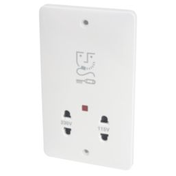 Hager WMSO100 1-Gang Dual Voltage Shaver Socket 115/230V ACV White with White Inserts