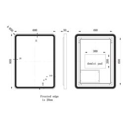 Utah Rectangular Bathroom Mirror With 2760lm LED Light 600mm x 800mm