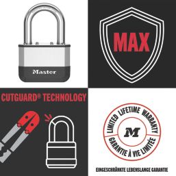 Master Lock PK15EURDLF  All-Weather   Elite Laminated Padlock  Silver & Black 67mm
