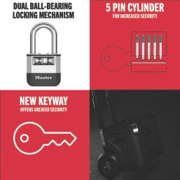 Master Lock PK15EURDLF  All-Weather   Elite Laminated Padlock  Silver & Black 67mm