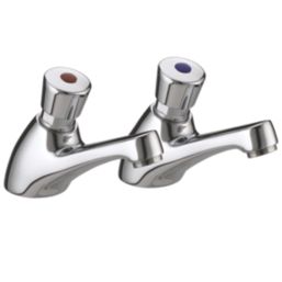 Bristan VA NC 1/2 C Chrome 100mm Self-Closing 2 Tap Holes Basin Pillar Tap