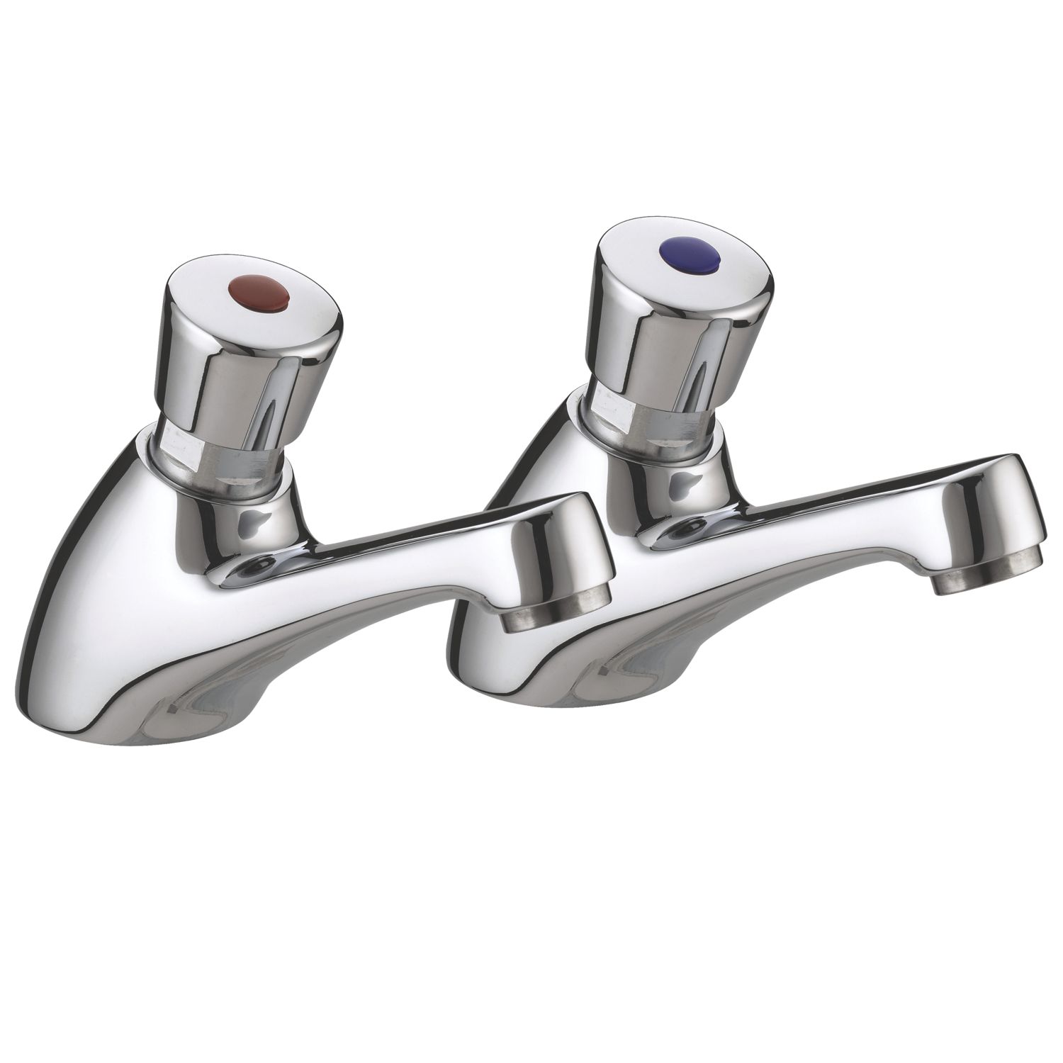 Bristan VA NC 1/2 C Self-Closing Non Concussive Timed-Flow Basin Pillar Taps Chrome (495JE)