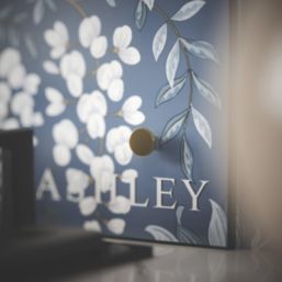Laura Ashley  Clear with Satin Chrome Caps Kitchen Splashback 600mm x 750mm x 6mm