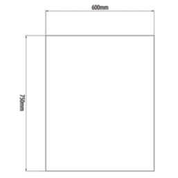 Laura Ashley  Clear with Satin Chrome Caps Kitchen Splashback 600mm x 750mm x 6mm