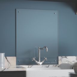 Laura Ashley  Clear with Satin Chrome Caps Kitchen Splashback 600mm x 750mm x 6mm