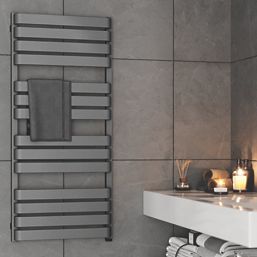 Terma 1110mm x 500mm 2046BTU Grey / Silver Flat Electric Towel Radiator