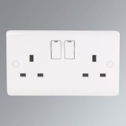 LAP  13A 2-Gang DP Switched Plug Socket White   5 Pack
