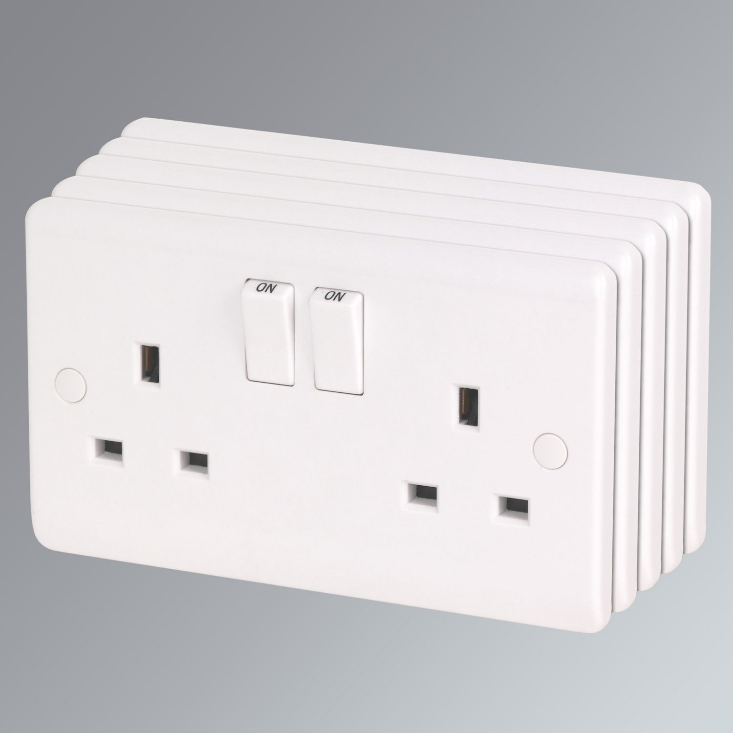 LAP 13A 2-Gang DP Switched Plug Sockets White 5 Pack (49620)