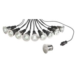 Saxby Ikon Pro 25mm Outdoor LED Deck Light Kit Polished Stainless Steel 7.5W 10 x 12lm 10 Pack