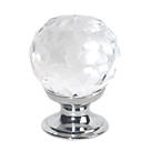 Modern Cabinet Knobs Faceted Glass / Polished Chrome 30mm 2 Pack
