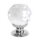 Essentials  Modern Cabinet Knobs Faceted Glass / Polished Chrome 30mm 2 Pack