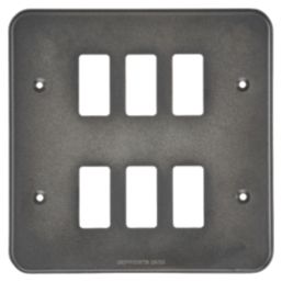 Knightsbridge  6-Module Grid Metal Clad Faceplate Black