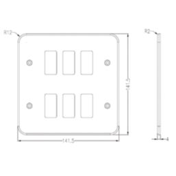 Knightsbridge  6-Module Grid Metal Clad Faceplate Black