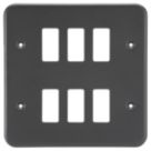 Knightsbridge  6-Module Grid Metal Clad Faceplate Black