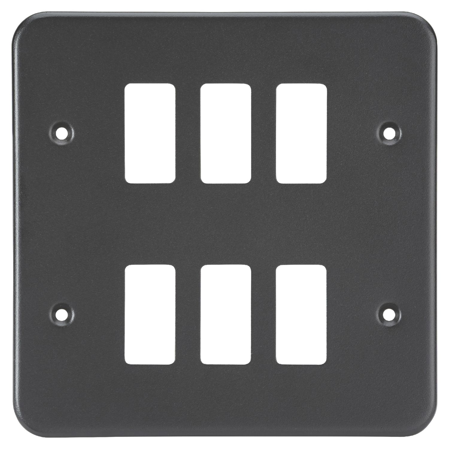 Knightsbridge 6-Module Grid Metal Clad Faceplate Black (496AM)