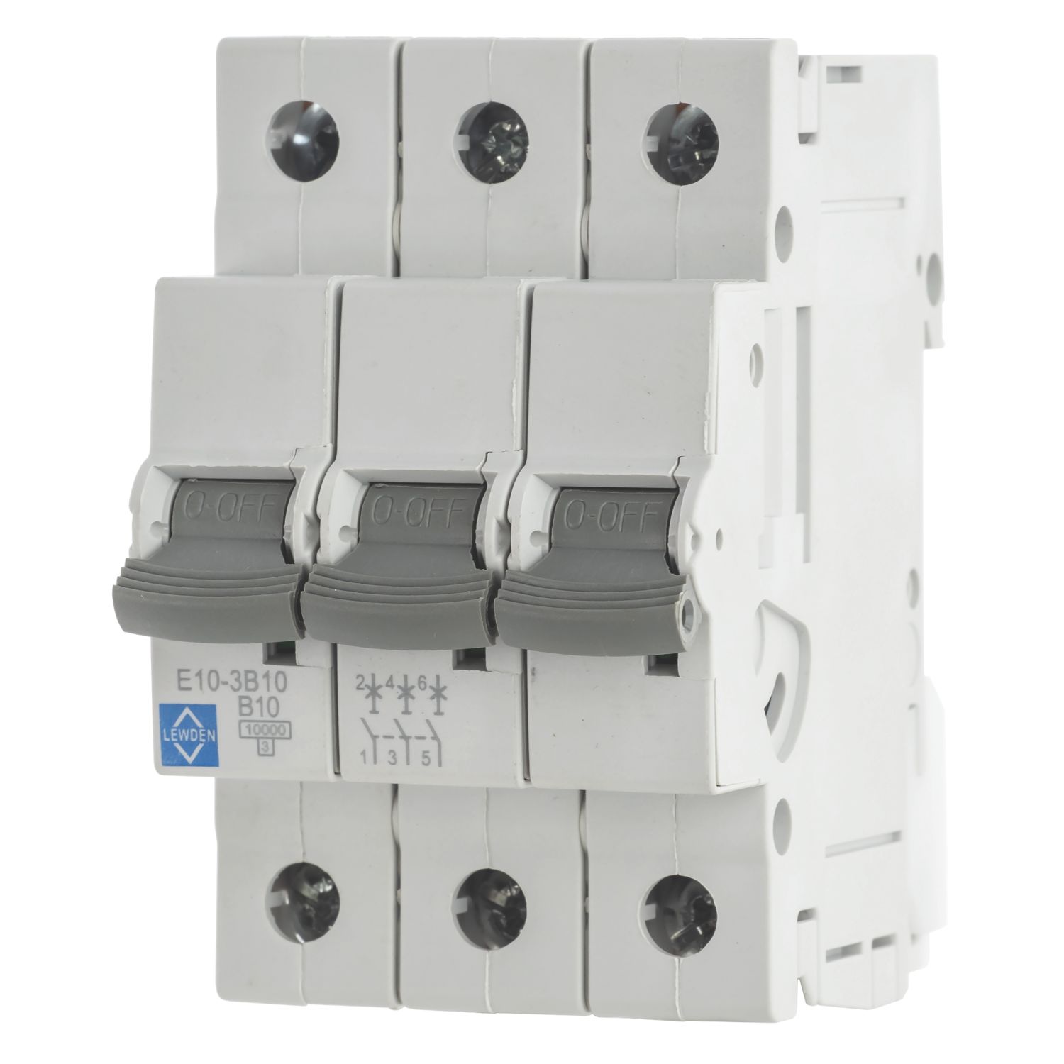 Lewden E10 10A 3-Pole B Curve 3-Phase MCB (496HM)
