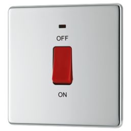 LAP  45A 1-Gang DP Cooker Switch Polished Chrome with LED