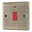 LAP  45A 1-Gang 2-Pole Cooker Switch Antique Brass with LED with Red Inserts