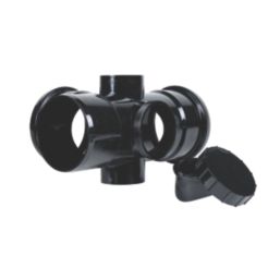 FloPlast  Push-Fit 2-Boss 92.5° Double Socket Access Branch Black 110mm
