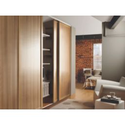 Spacepro Shaker 3-Door Panel Sliding Wardrobe Doors Oak Frame Oak Panel 2136mm x 2260mm