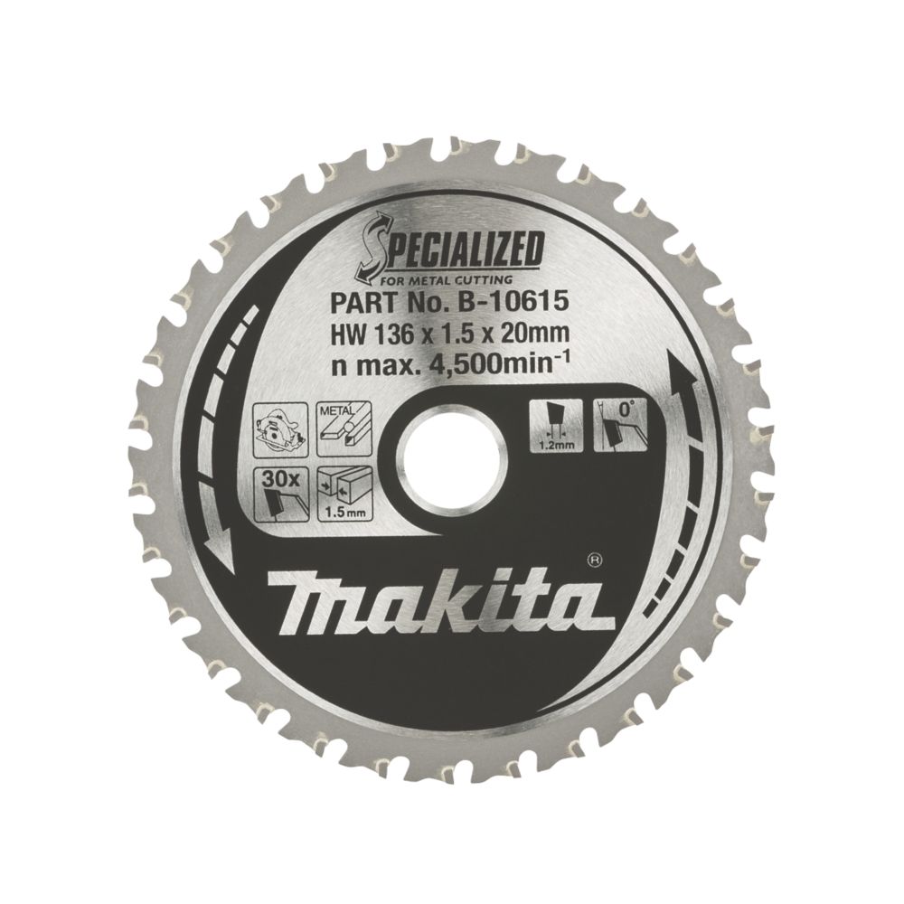 Makita Metal TCT Circular Saw Blade 136 x 20mm 30T Screwfix