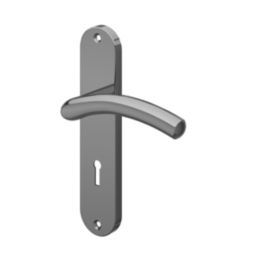 Cooke & Lewis Bourne Lever on Backplate Lockable Handle Pair Polished / Black Nickel