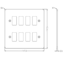 Knightsbridge  8-Module Grid Faceplate Brushed Brass