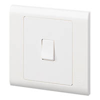 MK Essentials 10AX 1-Gang 1-Way Switch  White with Colour-Matched Inserts