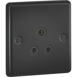 Knightsbridge  5A 1-Gang Unswitched Socket Matt Black with Black Inserts