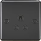 Knightsbridge  5A 1-Gang Unswitched Socket Matt Black with Black Inserts
