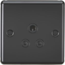 Knightsbridge  5A 1-Gang Unswitched Socket Matt Black with Black Inserts