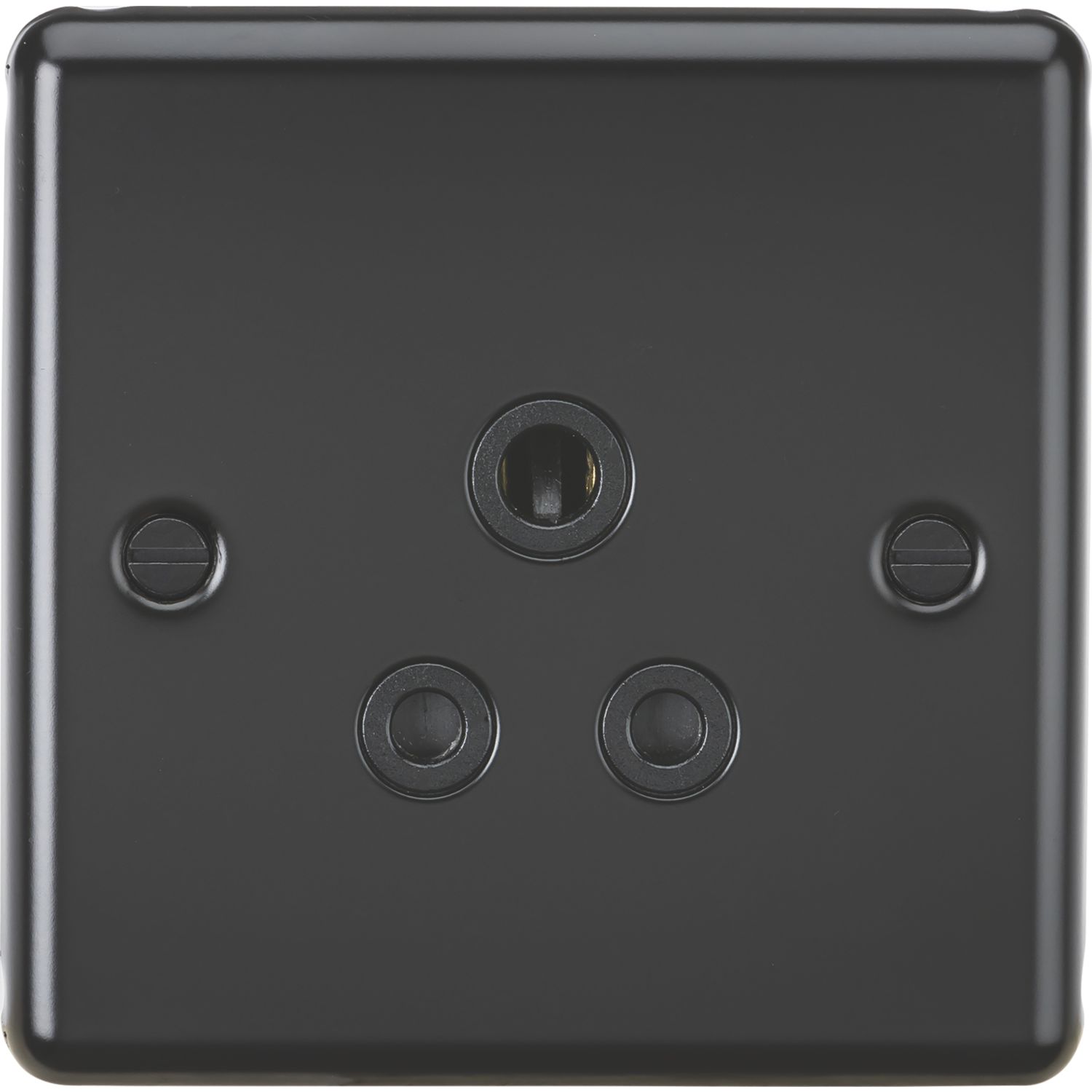 Knightsbridge 5A 1-Gang Unswitched Socket Matt Black with Black Inserts (497PX)