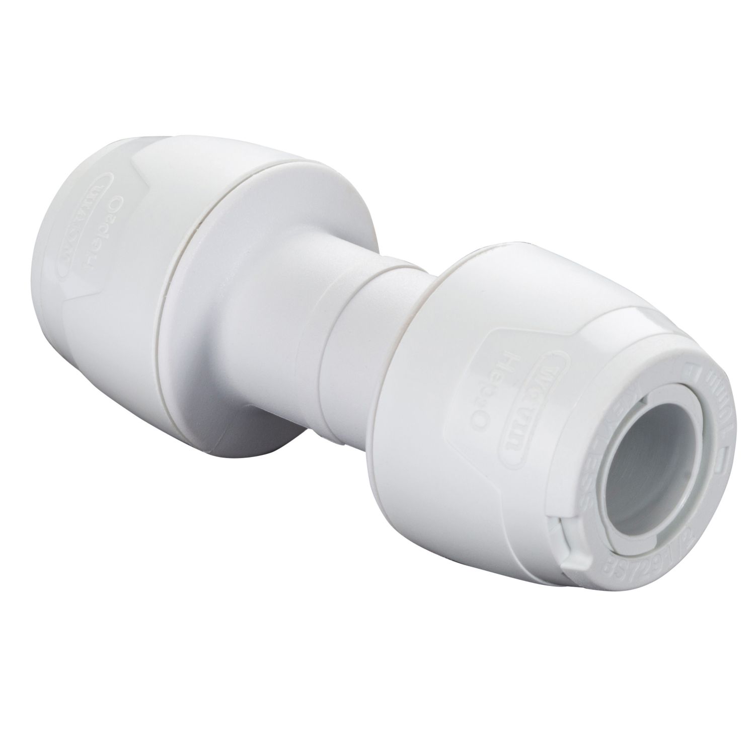 Hep2O Plastic Push-Fit Equal Keyless Coupler 10mm 10 Pack (497RE)