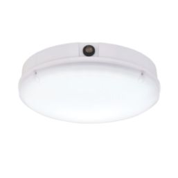 Saxby Forca Outdoor Round Photocell LED Bulkhead Gloss White 8/12/15W 1800lm