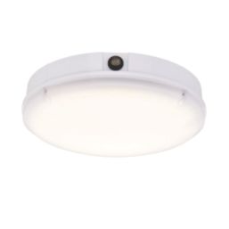 Saxby Forca Outdoor Round Photocell LED Bulkhead Gloss White 8/12/15W 1800lm