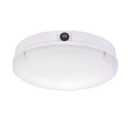 Saxby Forca Outdoor Round Photocell LED Bulkhead Gloss White 8/12/15W 1800lm