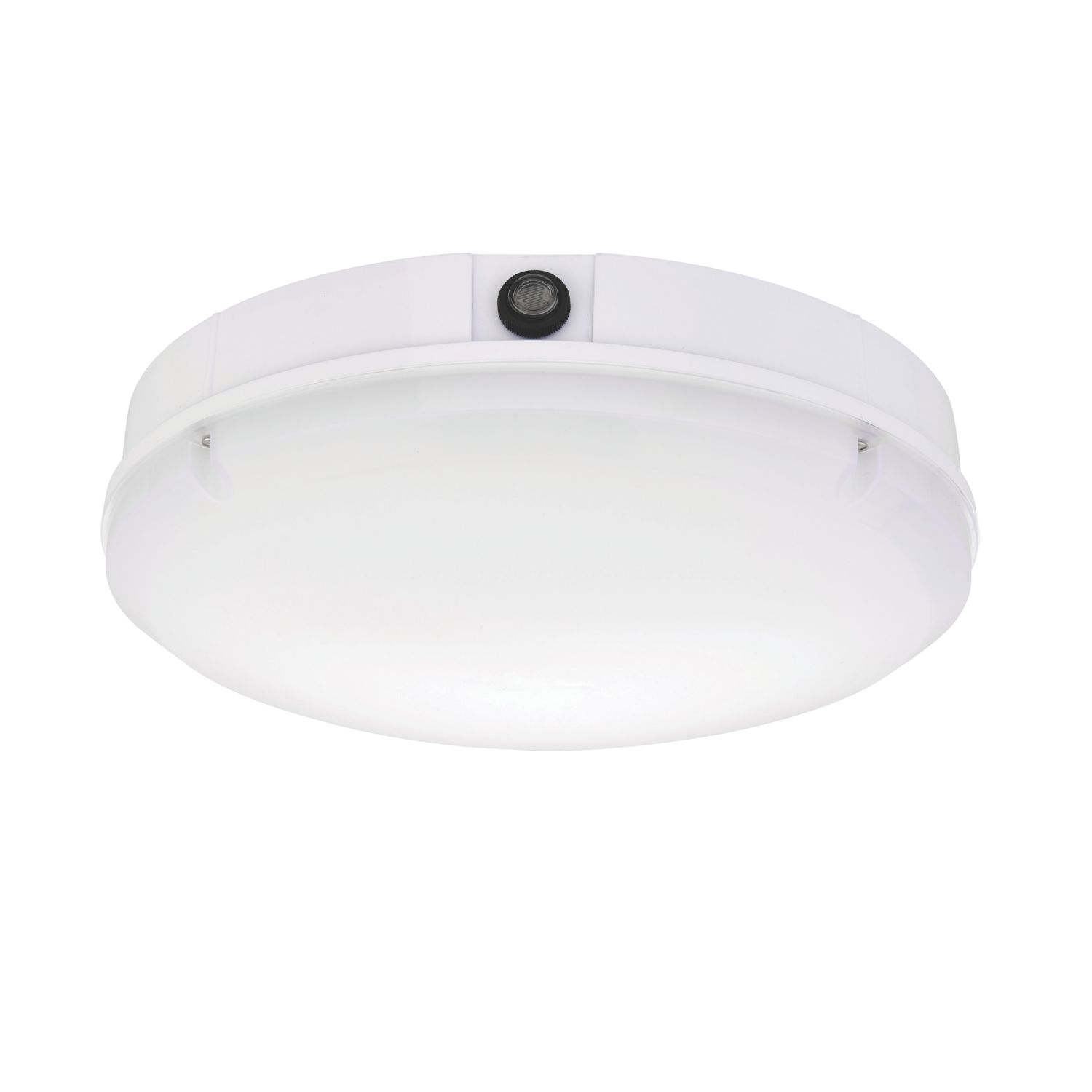 Saxby Forca Outdoor Round Photocell LED Bulkhead Gloss White 8/12/15W 1800lm (497VX)