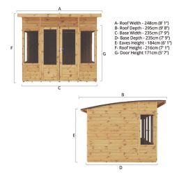 Mercia Helios 7' 6" x 7' 6" (Nominal) Pent Timber Summerhouse