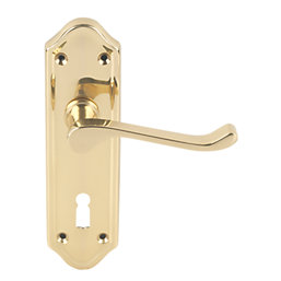Smith & Locke Sherborne LoB Lock Door Handles Pair Polished Brass
