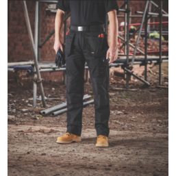 Scruffs Worker Plus Work Trousers Black 36 W 31 L - Screwfix