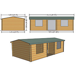 Shire Elveden 26' x 14' (Nominal) Reverse Apex Timber Log Cabin