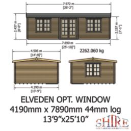 Shire Elveden 26' x 14' (Nominal) Reverse Apex Timber Log Cabin