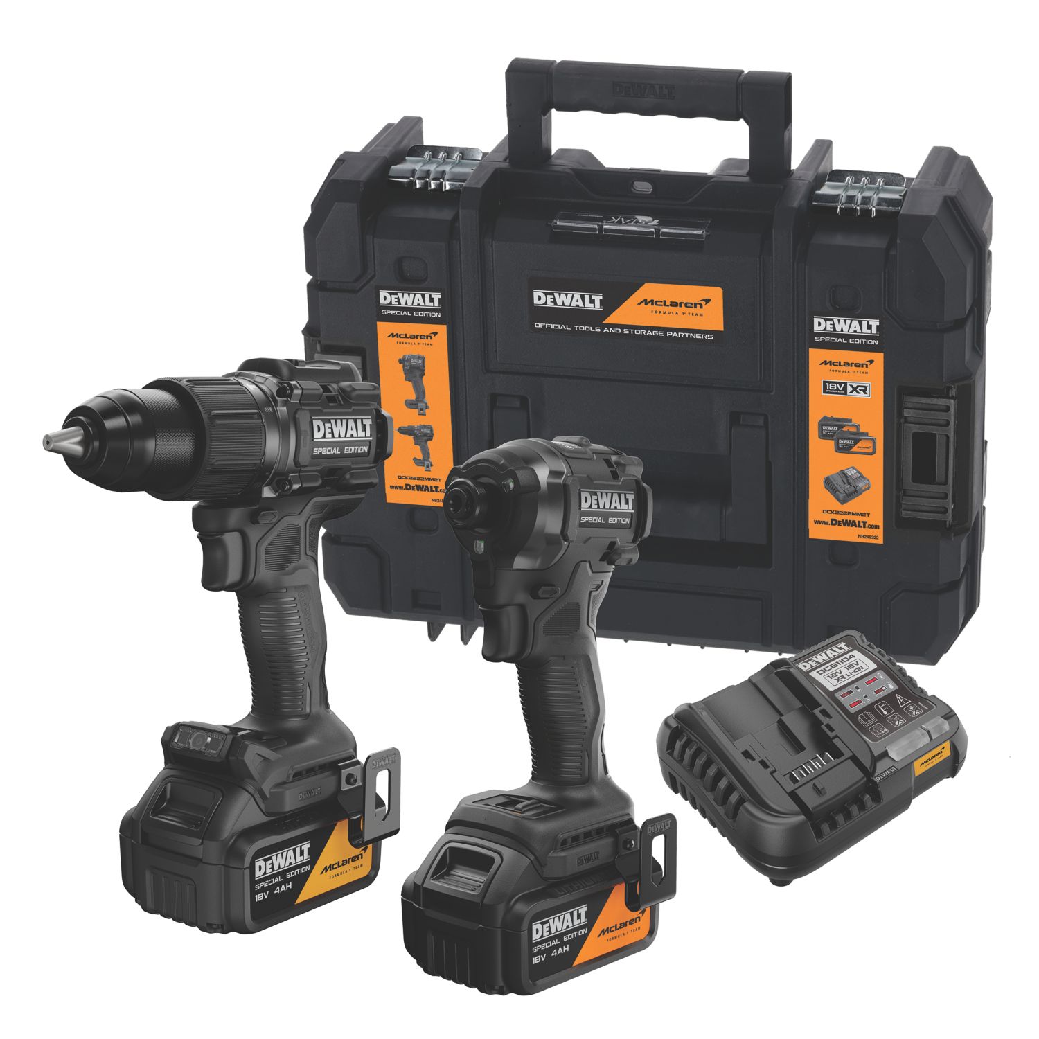 DEWALT McLaren F1 Team DCK2222MM2T-GB 18V 2 x 4.0Ah Li-Ion XR Brushless Cordless Twin Kit (498EH)