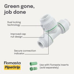 Flomasta  Plastic Push-Fit Reducing Tee 15mm x 15mm x 22mm